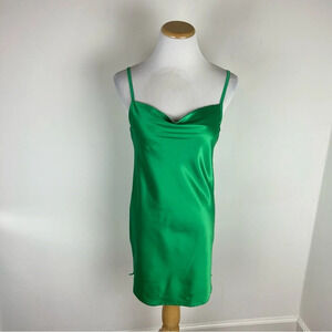 Heiress Beverly Hills Emerald Green Satin Slip Mini Dress Size XS